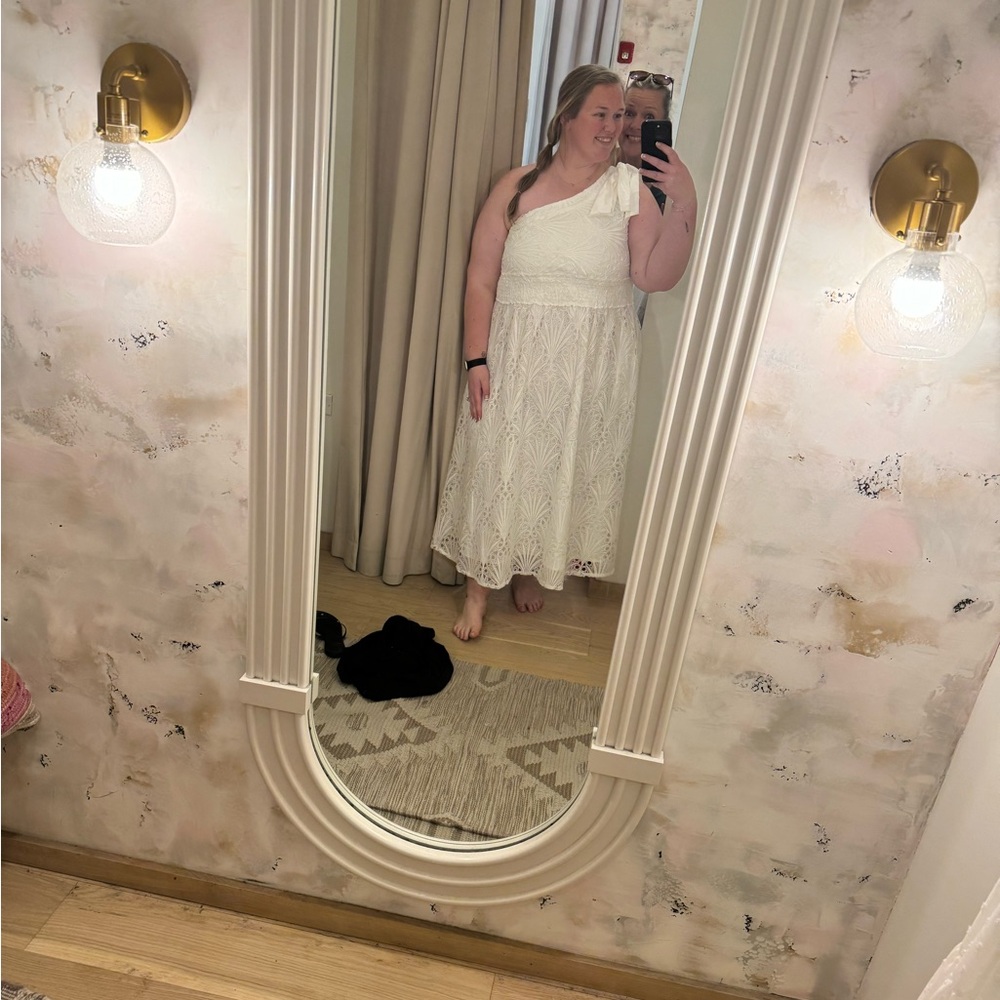White, one shoulder, Arula dress.
